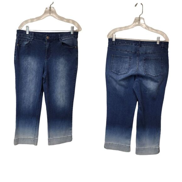 Christopher & Banks Size 8 Ombre Capri Jeans Stretch Modern Denim Soft - Picture 1 of 5